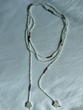 Mother of pearl, garnet and gold wrap lariat necklace