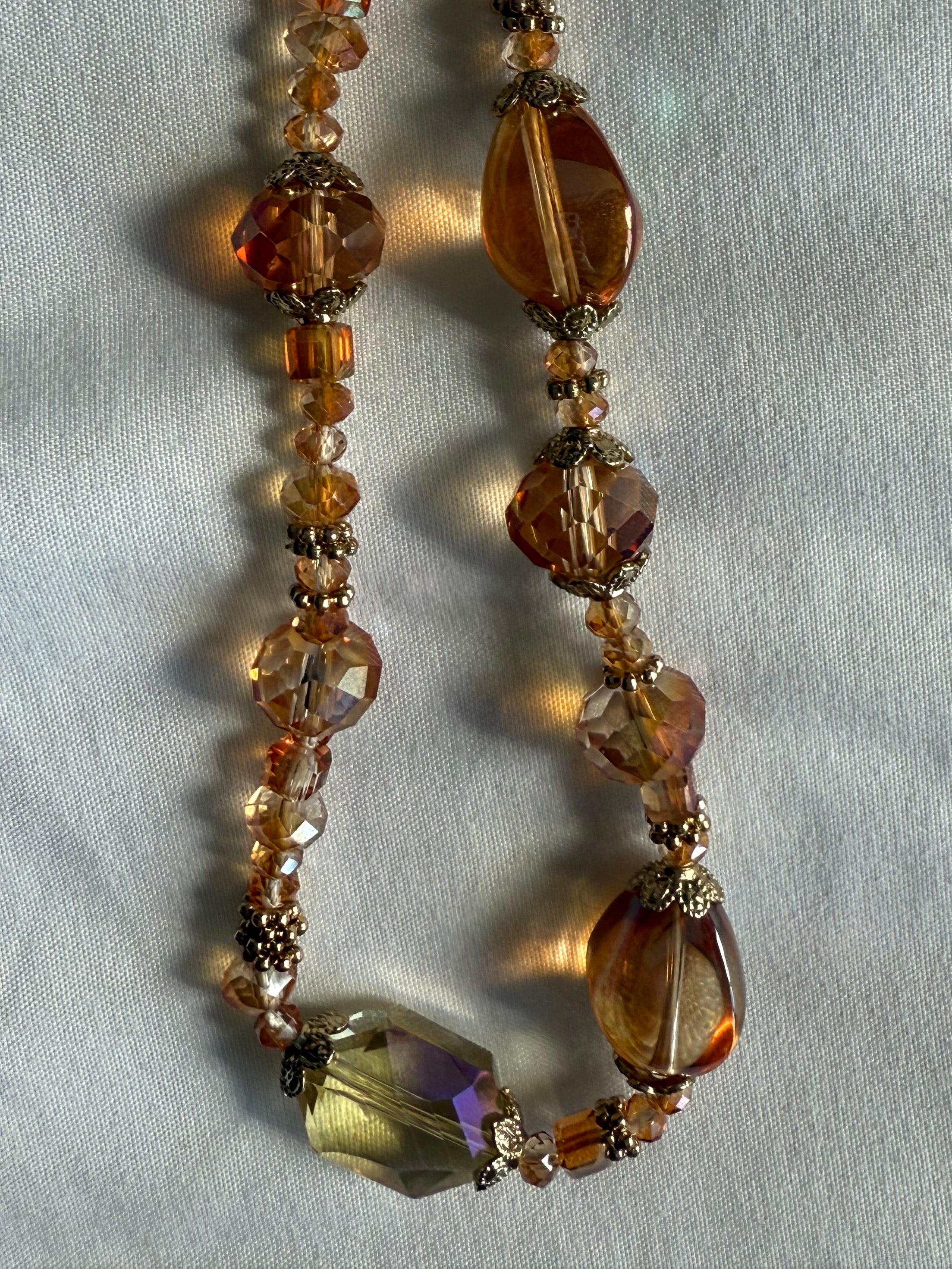 Vintage crystal bead choker with gold details