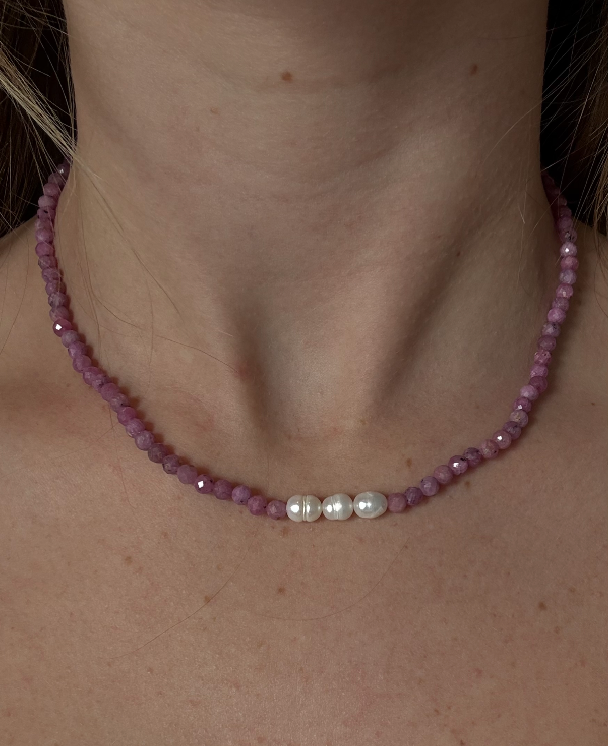 Ruby and pearl necklace